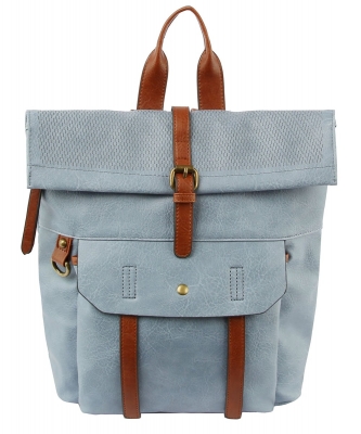 Fashion Buckle Flap Backpack CJF080 DENIM